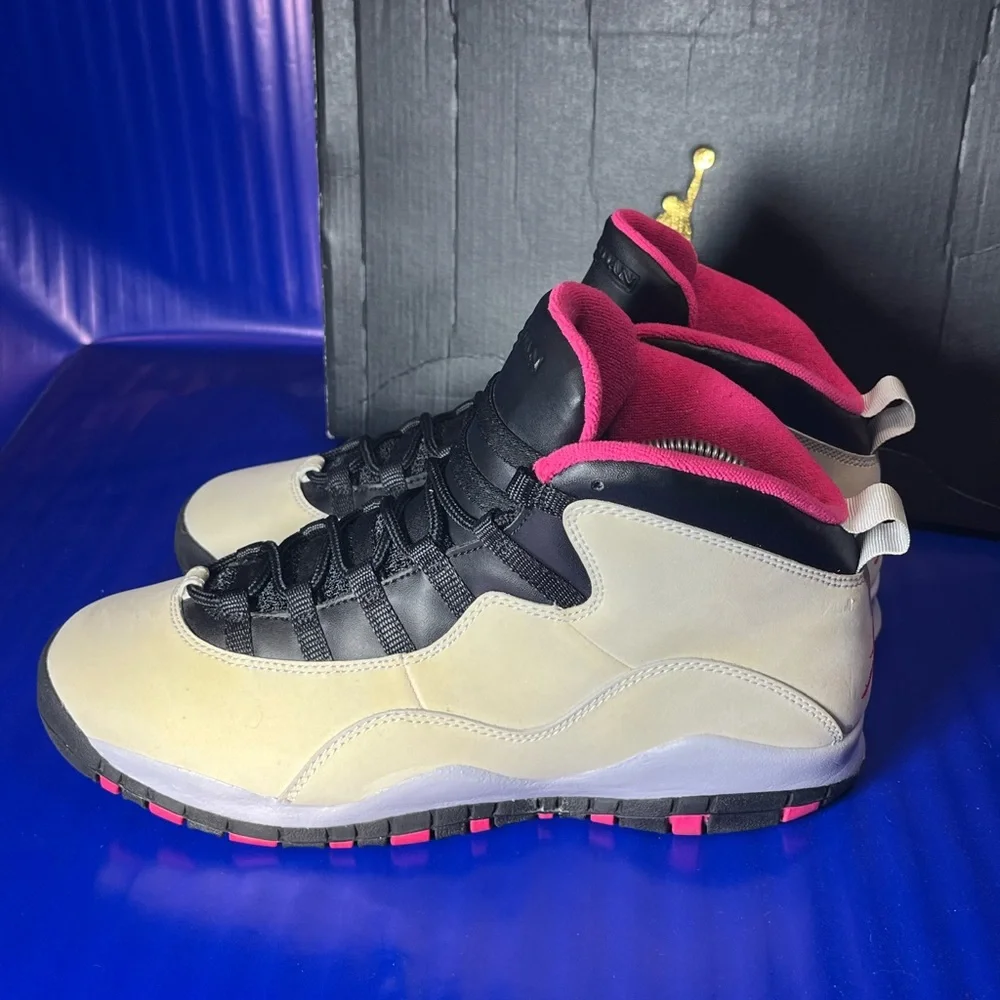 Air Jordan 10 Retro Cream/Black/Pink Size 8Y Women 9.5 Like New Fast Shipping - Picture 1 of 8